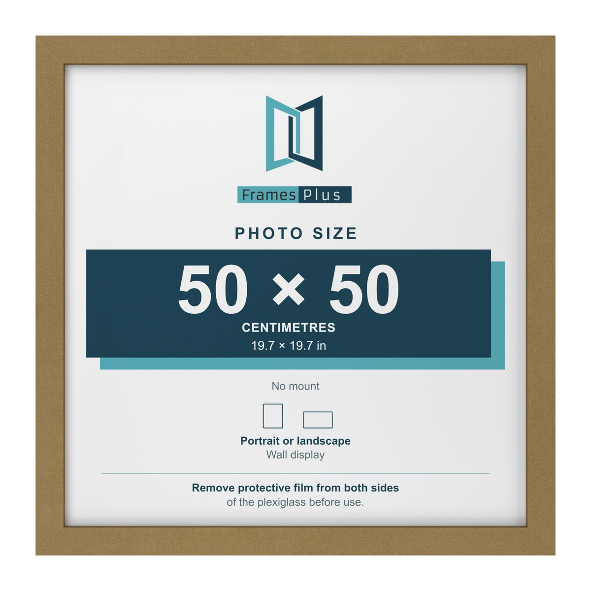 Gold picture frame for a 50 x 50 cm photo