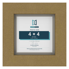Gold 5 x 5 inch picture frame with a Dawn Grey mount for a 4 x 4 inch photo