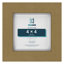 Gold 5 x 5 inch picture frame with a white mount for a 4 x 4 inch photo