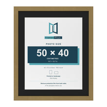 Gold 60 x 50 cm picture frame with a black mount for a 50 x 40 cm photo