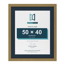 Gold 60 x 50 cm picture frame with a Pacific Blue mount for a 50 x 40 cm photo