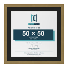 Gold 60 x 60 cm picture frame with a black mount for a 50 x 50 cm photo