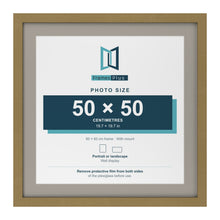 Gold 60 x 60 cm picture frame with a Dawn Grey mount for a 50 x 50 cm photo