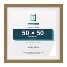 Gold 60 x 60 cm picture frame with a white mount for a 50 x 50 cm photo