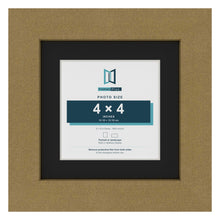 Gold 6 x 6 inch picture frame with a black mount for a 4 x 4 inch photo