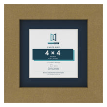 Gold 6 x 6 inch picture frame with a Pacific Blue mount for a 4 x 4 inch photo