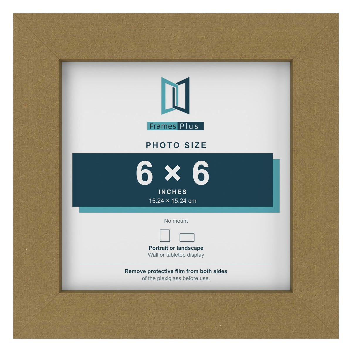 Gold picture frame for a 6 x 6 inch photo