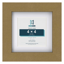 Gold 6 x 6 inch picture frame with a white mount for a 4 x 4 inch photo