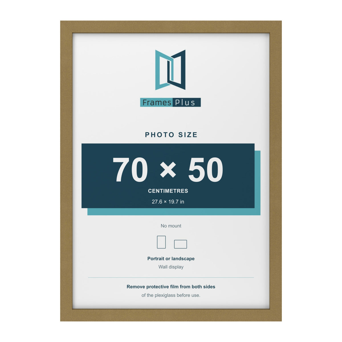Gold picture frame for a 70 x 50 cm photo