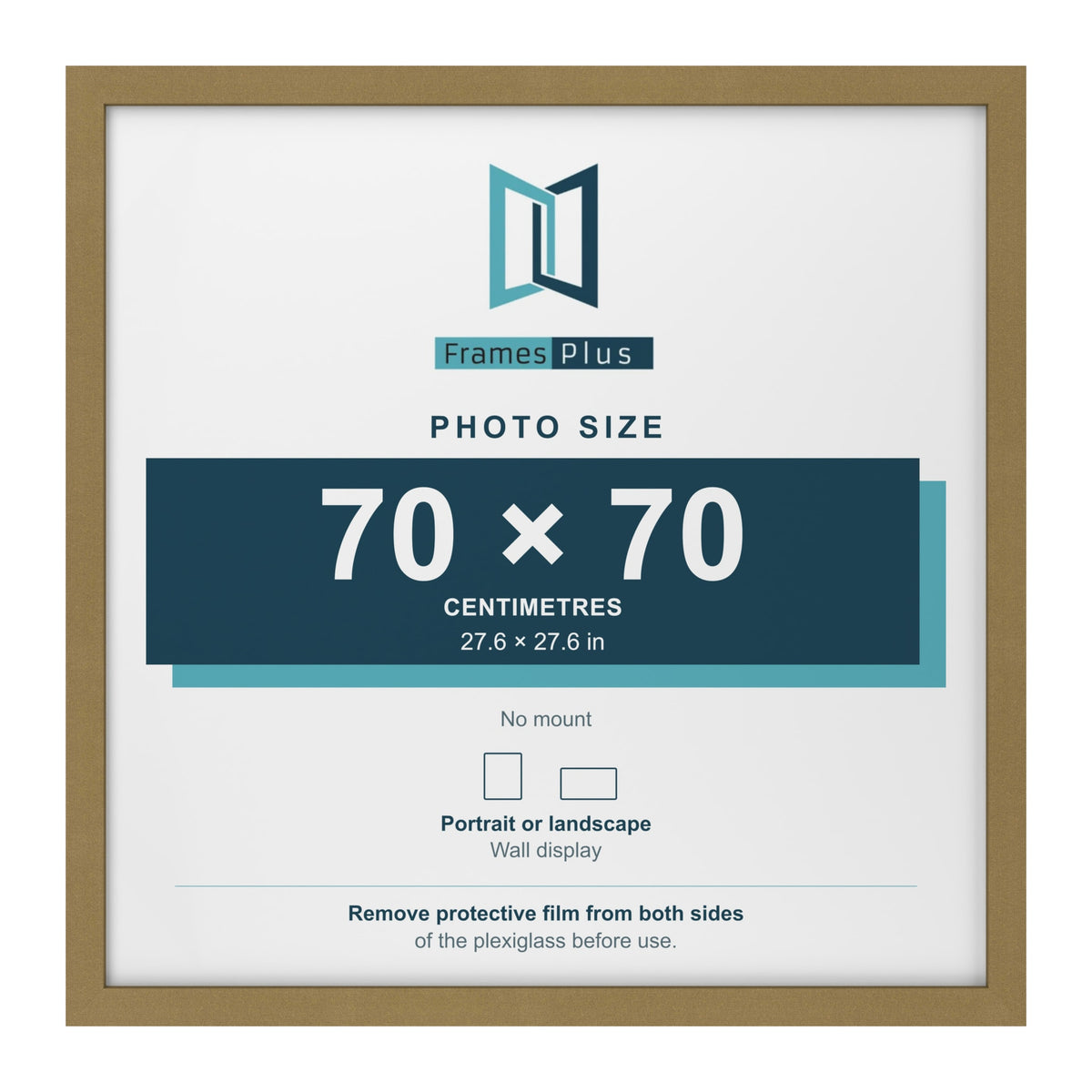 Gold picture frame for a 70 x 70 cm photo