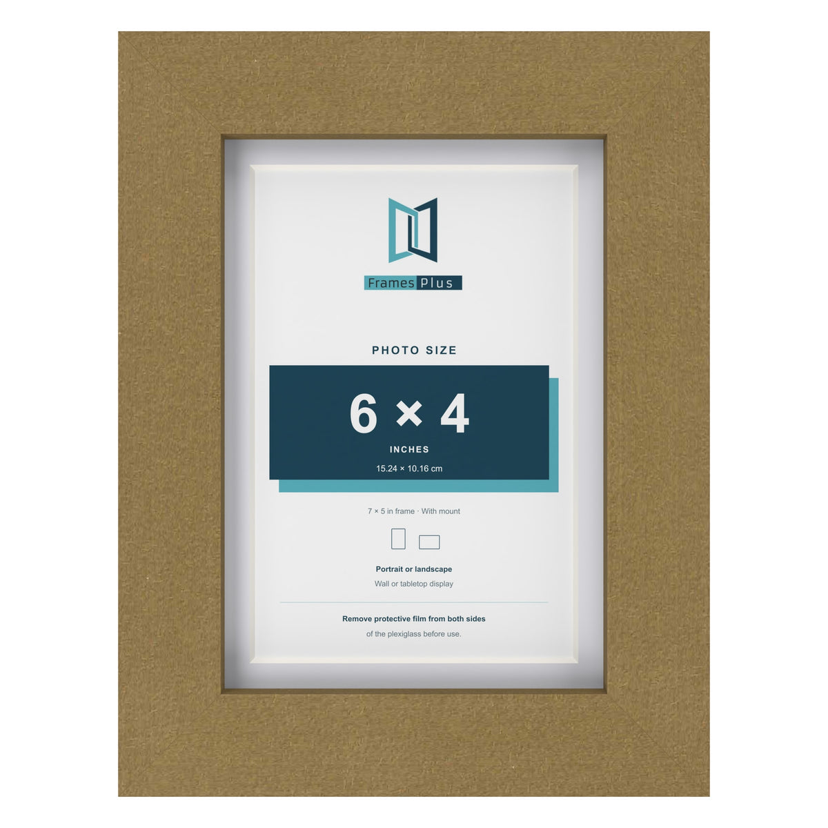 Gold 7 x 5 inch picture frame with a white mount for a 6 x 4 inch photo