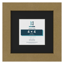 Gold 7 x 7 inch picture frame with a black mount for a 4 x 4 inch photo