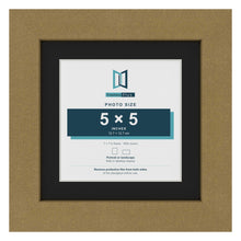 Gold 7 x 7 inch picture frame with a black mount for a 5 x 5 inch photo