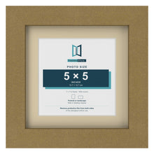 Gold 7 x 7 inch picture frame with an ivory mount for a 5 x 5 inch photo