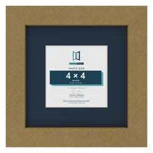 Gold 7 x 7 inch picture frame with a Pacific Blue mount for a 4 x 4 inch photo