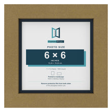 Gold 7 x 7 inch picture frame with a Pacific Blue mount for a 6 x 6 inch photo