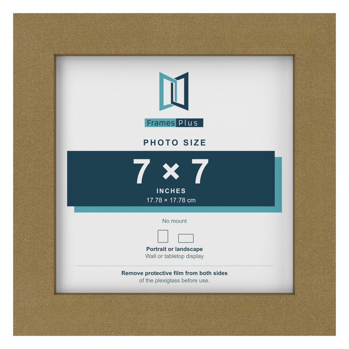 Gold picture frame for a 7 x 7 inch photo