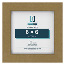 Gold 7 x 7 inch picture frame with a white mount for a 6 x 6 inch photo