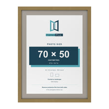 Gold 80 x 60 cm picture frame with a Dawn Grey mount for a 70 x 50 cm photo