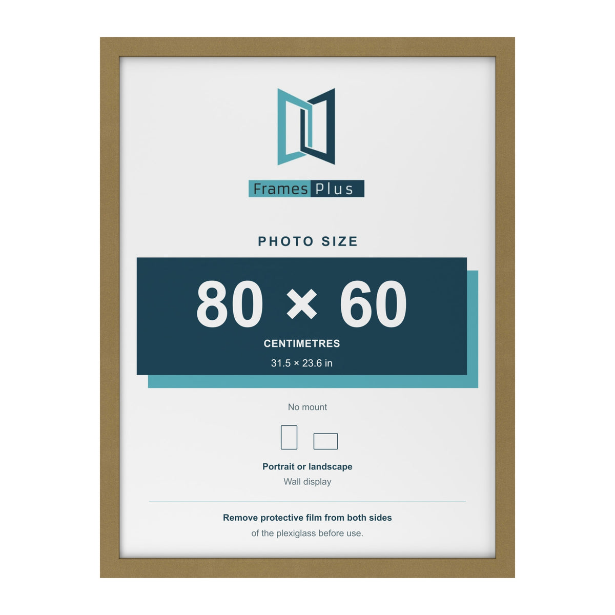 Gold picture frame for a 80 x 60 cm photo