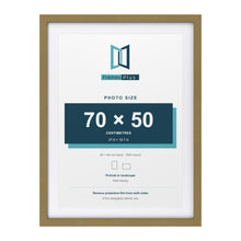 Gold 80 x 60 cm picture frame with a white mount for a 70 x 50 cm photo