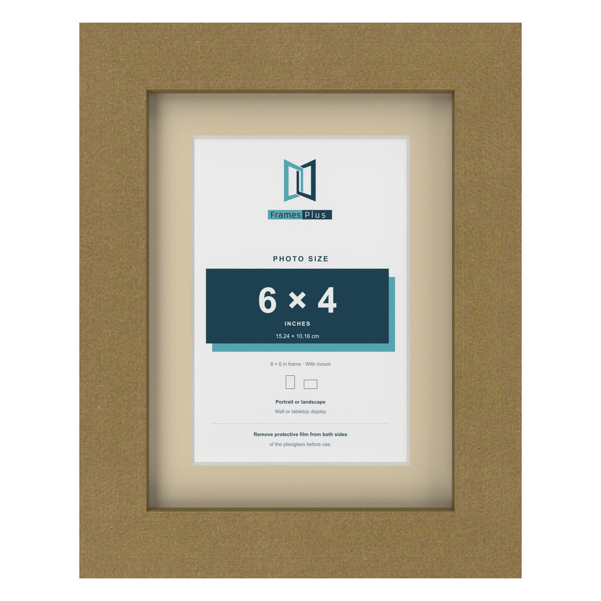 Gold 8 x 6 inch picture frame with an ivory mount for a 6 x 4 inch photo