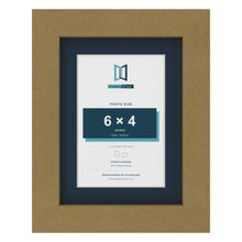 Gold 8 x 6 inch picture frame with a Pacific Blue mount for a 6 x 4 inch photo