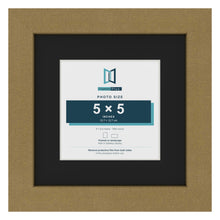 Gold 8 x 8 inch picture frame with a black mount for a 5 x 5 inch photo