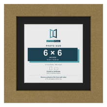 Gold 8 x 8 inch picture frame with a black mount for a 6 x 6 inch photo
