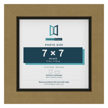 Gold 8 x 8 inch picture frame with a black mount for a 7 x 7 inch photo