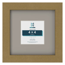 Gold 8 x 8 inch picture frame with a Dawn Grey mount for a 4 x 4 inch photo