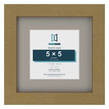 Gold 8 x 8 inch picture frame with a Dawn Grey mount for a 5 x 5 inch photo