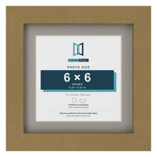 Gold 8 x 8 inch picture frame with a Dawn Grey mount for a 6 x 6 inch photo