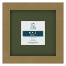 Gold 8 x 8 inch picture frame with a green mount for a 4 x 4 inch photo