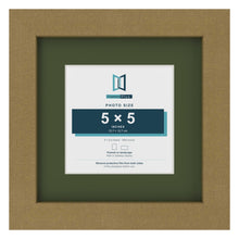 Gold 8 x 8 inch picture frame with a green mount for a 5 x 5 inch photo