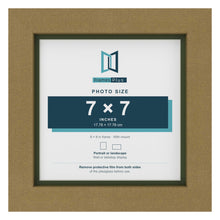 Gold 8 x 8 inch picture frame with a green mount for a 7 x 7 inch photo
