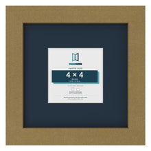 Gold 8 x 8 inch picture frame with a Pacific Blue mount for a 4 x 4 inch photo