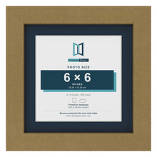 Gold 8 x 8 inch picture frame with a Pacific Blue mount for a 6 x 6 inch photo
