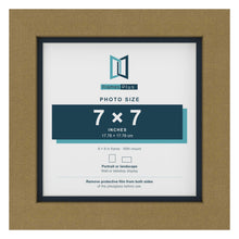 Gold 8 x 8 inch picture frame with a Pacific Blue mount for a 7 x 7 inch photo