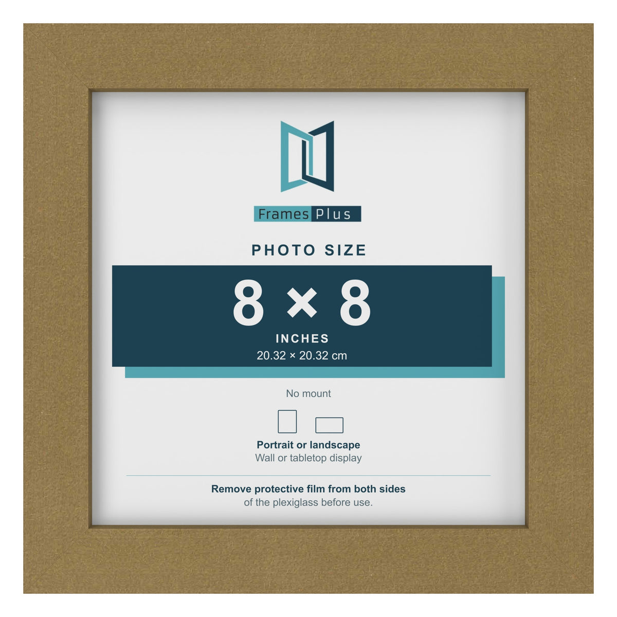 Gold picture frame for a 8 x 8 inch photo