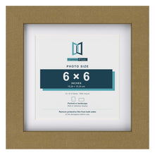 Gold 8 x 8 inch picture frame with a white mount for a 6 x 6 inch photo
