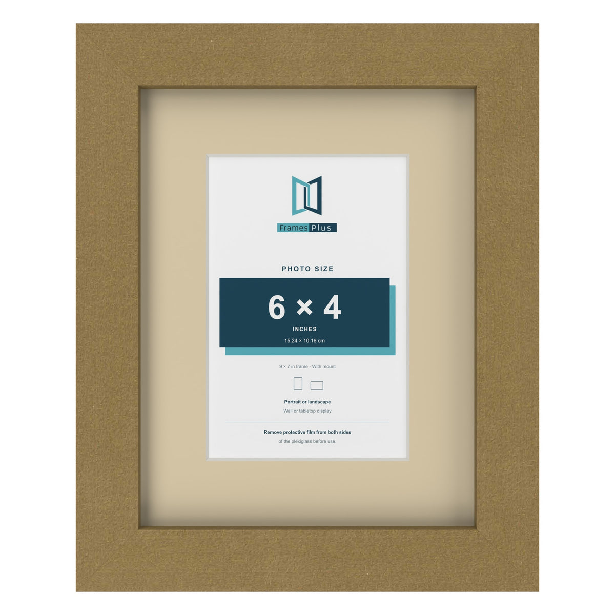 Gold 9 x 7 inch picture frame with an ivory mount for a 6 x 4 inch photo