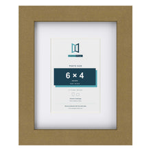 Gold 9 x 7 inch picture frame with a white mount for a 6 x 4 inch photo