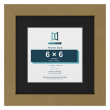 Gold 9 x 9 inch picture frame with a black mount for a 6 x 6 inch photo