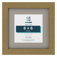 Gold 9 x 9 inch picture frame with a Dawn Grey mount for a 6 x 6 inch photo