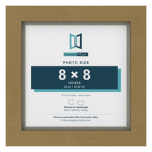 Gold 9 x 9 inch picture frame with a Dawn Grey mount for an 8 x 8 inch photo