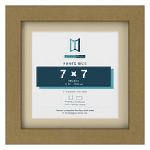 Gold 9 x 9 inch picture frame with an ivory mount for a 7 x 7 inch photo