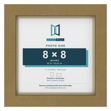 Gold 9 x 9 inch picture frame with an ivory mount for an 8 x 8 inch photo