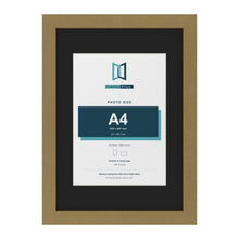 Gold A3 picture frame with a black mount for an A4 photo
