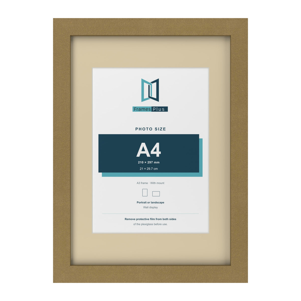 Gold A3 picture frame with an ivory mount for an A4 photo